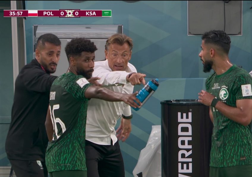 Herve Renard (54 de ani), selecționerul Arabiei Saudite, și translatorul naționale saudite au oferit momente inedite în timpul meciului pierdut cu Polonia, scor 0-2.
