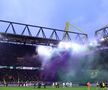 Moment INCREDIBIL pe stadionul Borussiei Dortmund » O echipă de renume din România, sărbătorită de nemți: torțe, fum și un mesaj imens