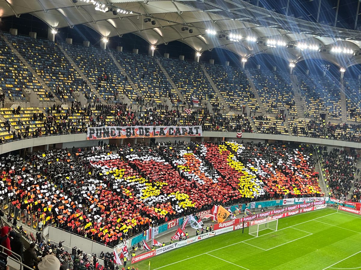 Duelul scenografiilor pe Arena Națională » Ce au afișat galeriile Dinamo și FCSB la Derby de România