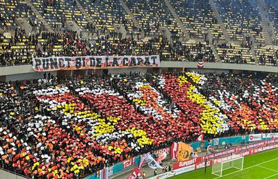 Duelul scenografiilor pe Arena Națională » Ce au afișat galeriile Dinamo și FCSB la Derby de România
