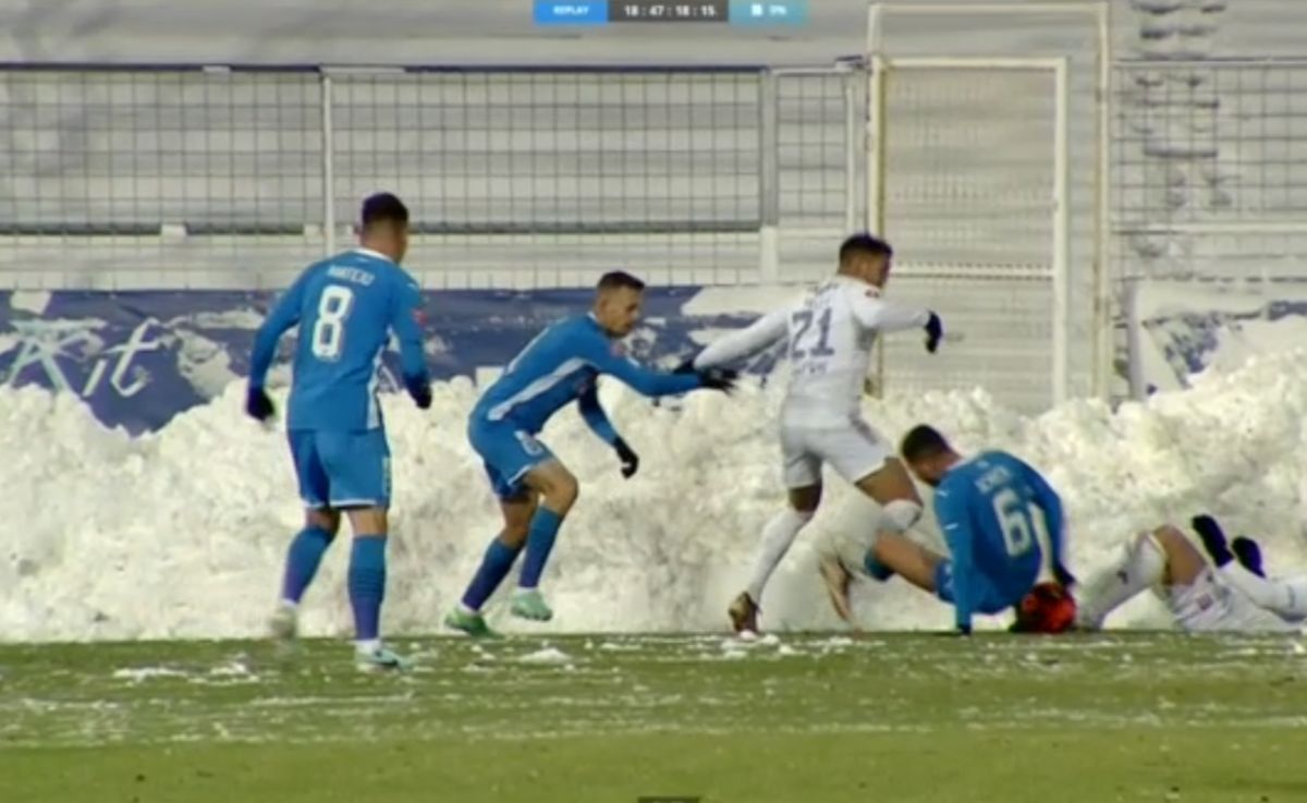 Penalty-ul comis de Screciu în Oțelul - CSU Craiova