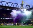 Moment INCREDIBIL pe stadionul Borussiei Dortmund » O echipă de renume din România, sărbătorită de nemți: torțe, fum și un mesaj imens