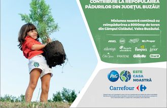 Peste 600 de copaci plantați de voluntarii P&G și Carrefour România pe Valea Buzăului