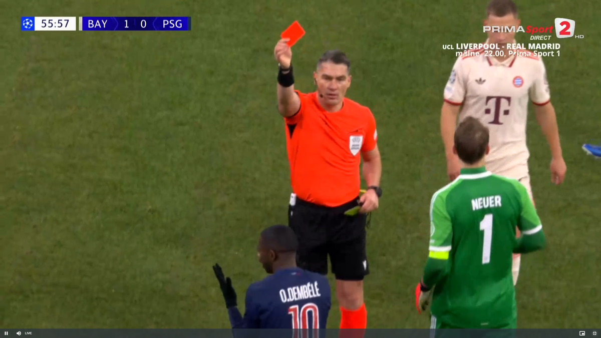 L'Equipe nu l-a iertat pe Istvan Kovacs după cartonașul roșu acordat în Bayern - PSG: „Specialist în cartonașe, fidel reputației de arbitru sever”