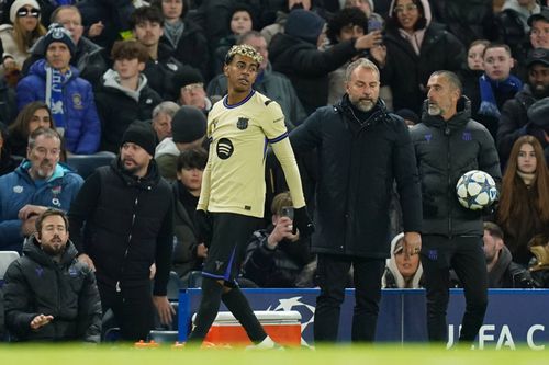 Lamine Yamal (stânga) și Hansi Flick (dreapta) / Foto: Imago Images