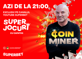 Coin Miner este versiunea de Casino a celebrului Minesweeper. Vezi în direct de la 21 pe YouTube Superbet aventura lui Capatos cu minele ascunse pe tablă!