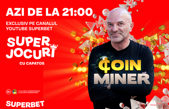 Coin Miner este versiunea de Casino a celebrului Minesweeper. Vezi în direct de la 21 pe YouTube Superbet aventura lui Capatos cu minele ascunse pe tablă!