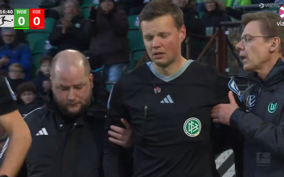 Moment straniu la Wolfsburg - Koln: din tribună, direct arbitru