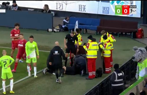 Moment bizar la Wolfsburg - Koln » Ce a urmat, după ce arbitrul asistent a fost făcut KO: „Situația deja devine ciudată”
