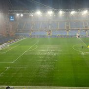 Terenul de pe Luigi Ferraris, serios afectat de ploaia torențială, înaintea partidei Genoa - Monza / Foto: buoncalcioatutti.it