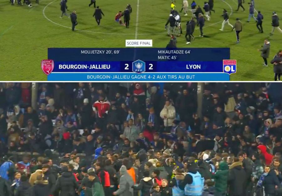 Fanii echipei Bourgoin Jallieu au dat năvală în teren pentru a sărbători calificarea istorică Rezultatul care o face pe FCSB să creadă » Lyon s-a făcut de râs cu o echipă de amatori: au clacat tocmai vedetele!