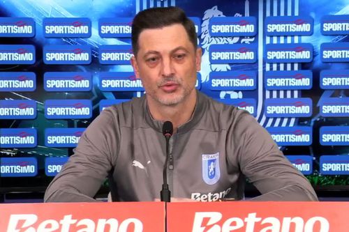 Mirel Rădoi, antrenorul Universității Craiova, la conferința de presă premergătoare duelului cu Farul, foto: Facebook