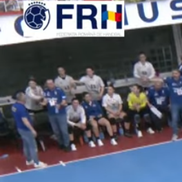 Gestul lui Bogdan Burcea / foto: captură YouTube @Federatia Romana de Handbal