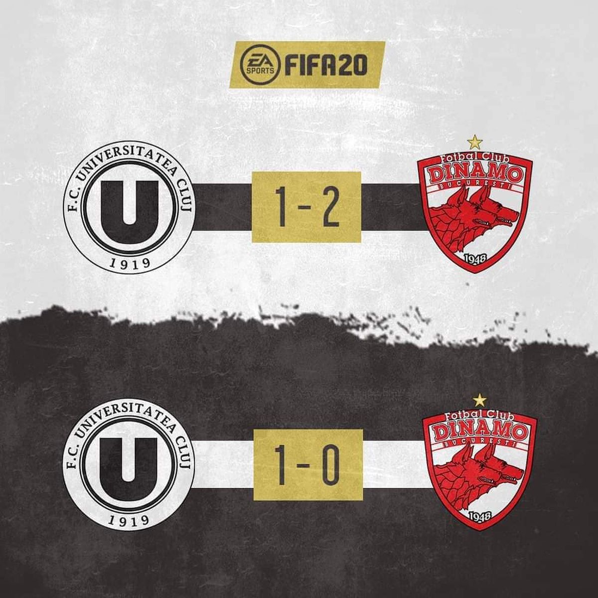 Meciul de FIFA 20 dintre U Cluj și Dinamo a adunat mai mulți bani și mai multă lume decât au reușit „câinii” în Liga 1!