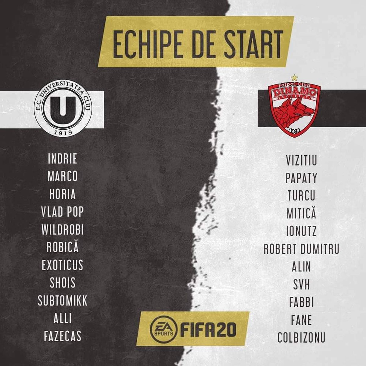 Meciul de FIFA 20 dintre U Cluj și Dinamo a adunat mai mulți bani și mai multă lume decât au reușit „câinii” în Liga 1!