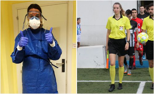 Iragartze Fernandez e infirmieră la un spital din Bilbao, dar și arbitru asistent în liga a treia spaniolă. Foto: AS