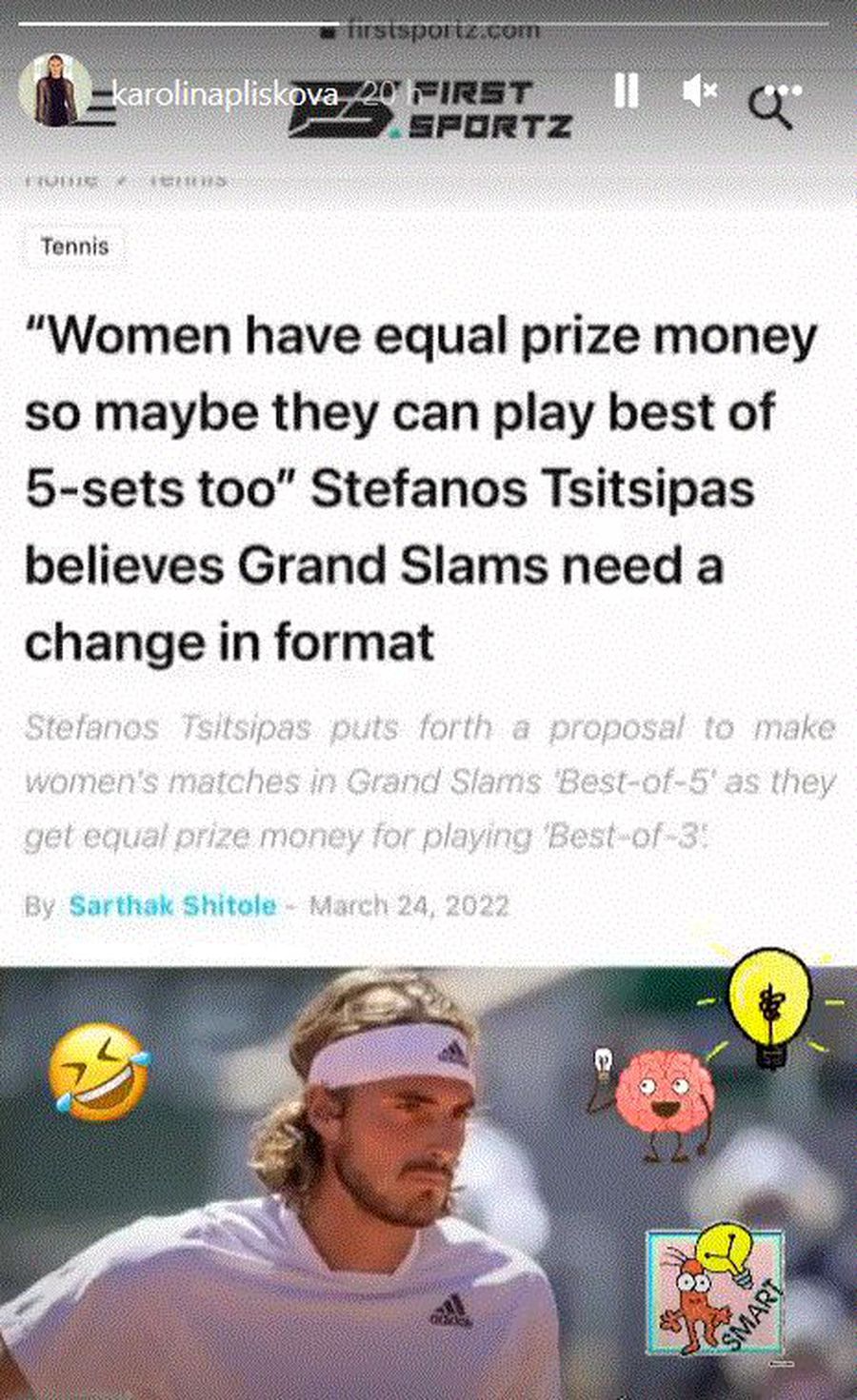 Tsitsipas a lansat o propunere controversată: „Să joace și femeile în sistemul «cel mai bun din 5 seturi» în turneele de Grand Slam” » O jucătoare din TOP 10 i-a răspuns ironic