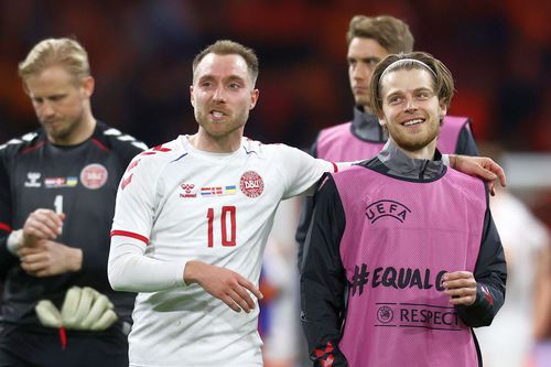 Christian Eriksen, fericit din nou la naționala Danemarcei // Foto: Getty Images