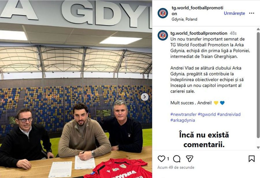 Andrei Vlad a semnat în prima ligă și va lupta pentru salvarea de la retrogradare