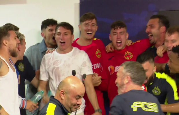 Nebunie la conferință » Jucătorii de la FCSB au intrat peste Charalambous și au declanșat fiesta