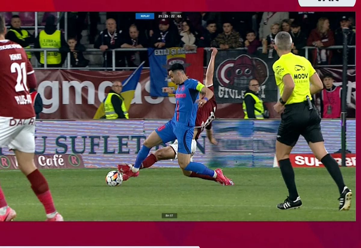 Intrarea lui Burmaz asupra lui Adrian Șut, în Rapid - FCSB