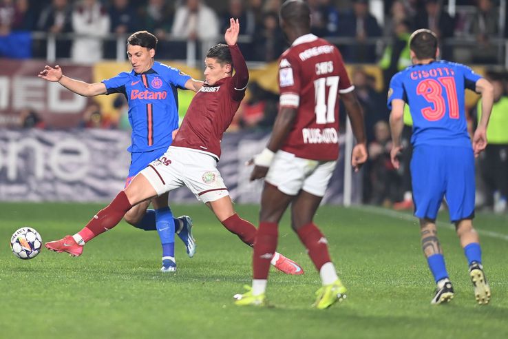 FCSB a învins duminică seara, în deplasare, scor 2-1, formaţia Rapid Bucureşti, în etapa a şasea din play-off-ul Superligii. Au marcat: Christensen 48 / Cisotti 6, Bîrligea 42. FOTO: Eduard Vînătoru (GSP.RO)