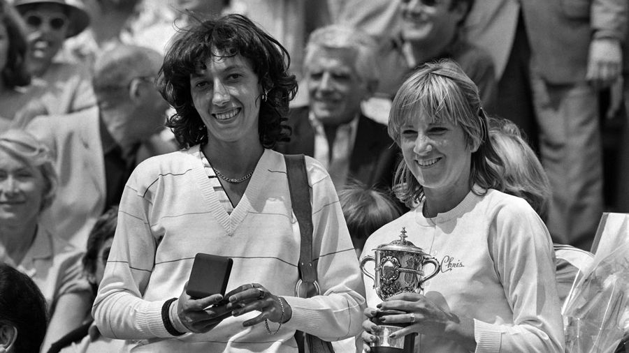 Virginia Ruzici și Chris Evert la festivitatea de premiere de al Roland Garros 1980