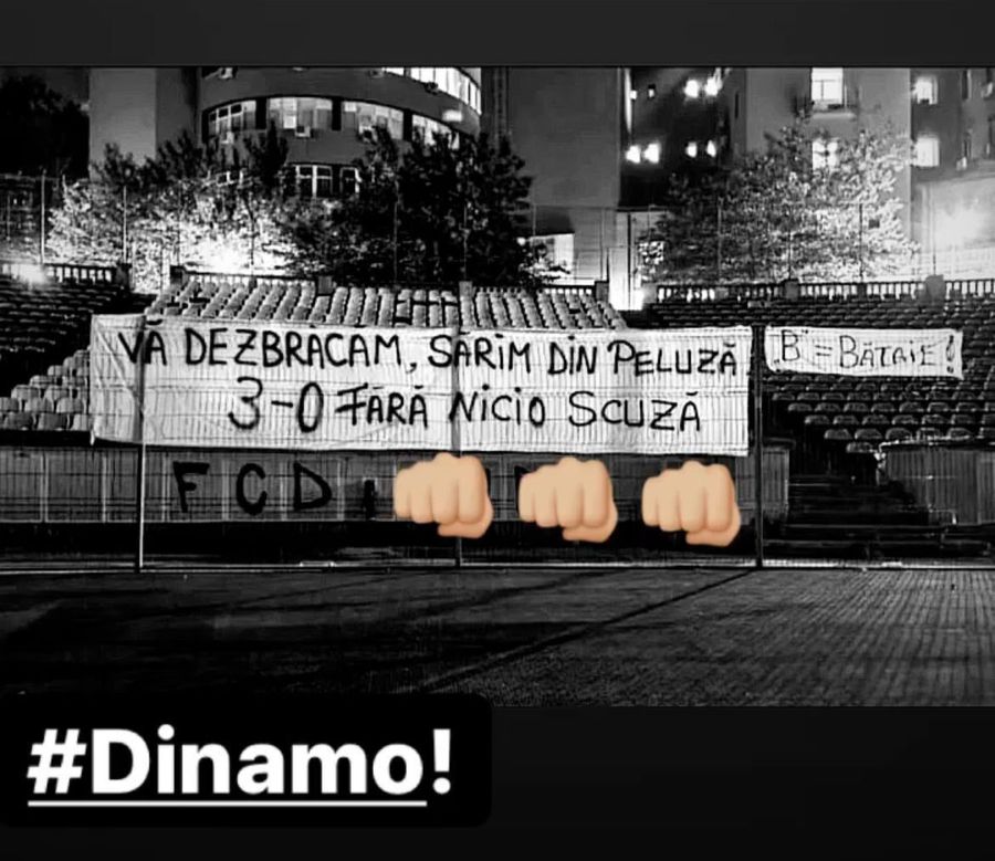 FOTO: Playsport Ultrașii lui Dinamo, amenințare brutală: „Vă dezbrăcăm, sărim din peluză! B=Bătaie”