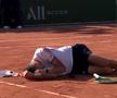 Scene dramatice la Roland Garros! A câștigat meciul turneului, dar nu s-a mai putut ridica de pe zgură