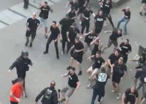 Scene violente în Leipzig înaintea finalei Conference League » Bătaie cu scaune în centrul orașului
