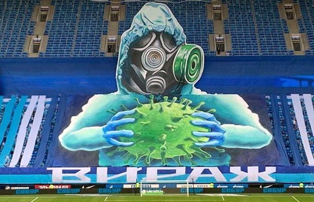 VIDEO Scenografie spectaculoasă sub ochii lui Paul Anton: ultrașii lui Zenit au avut din nou „meci” cu pandemia