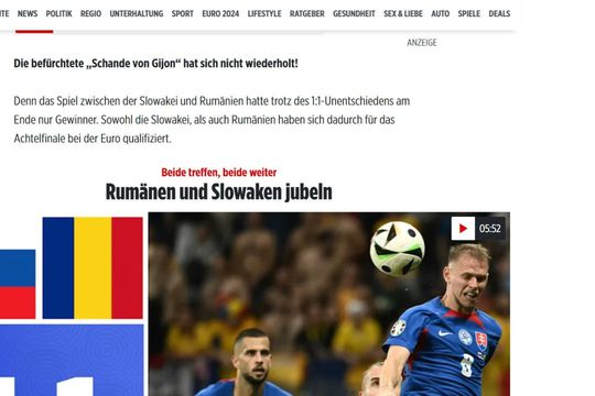 Nemții de la Bild scriu că meciul de la Frankfurt a avut la final „numai câștigători. Temuta rușine de la Gijon nu s-a mai întâmplat” / Captură Bild
