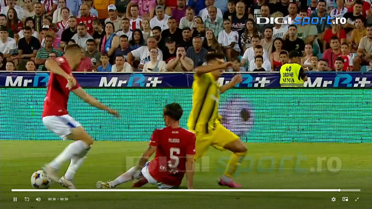 Alexandru Musi a solicitat un penalty în Oțelul - Dinamo