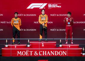 Reacțiile piloților de pe podium, la finalul Marelui Premiu al Belgiei