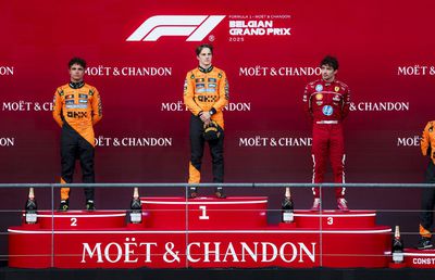 Reacțiile piloților de pe podium, la finalul Marelui Premiu al Belgiei