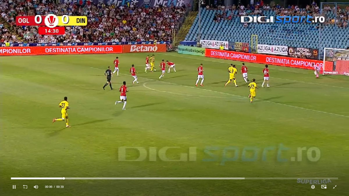 Alexandru Musi a solicitat un penalty în Oțelul - Dinamo