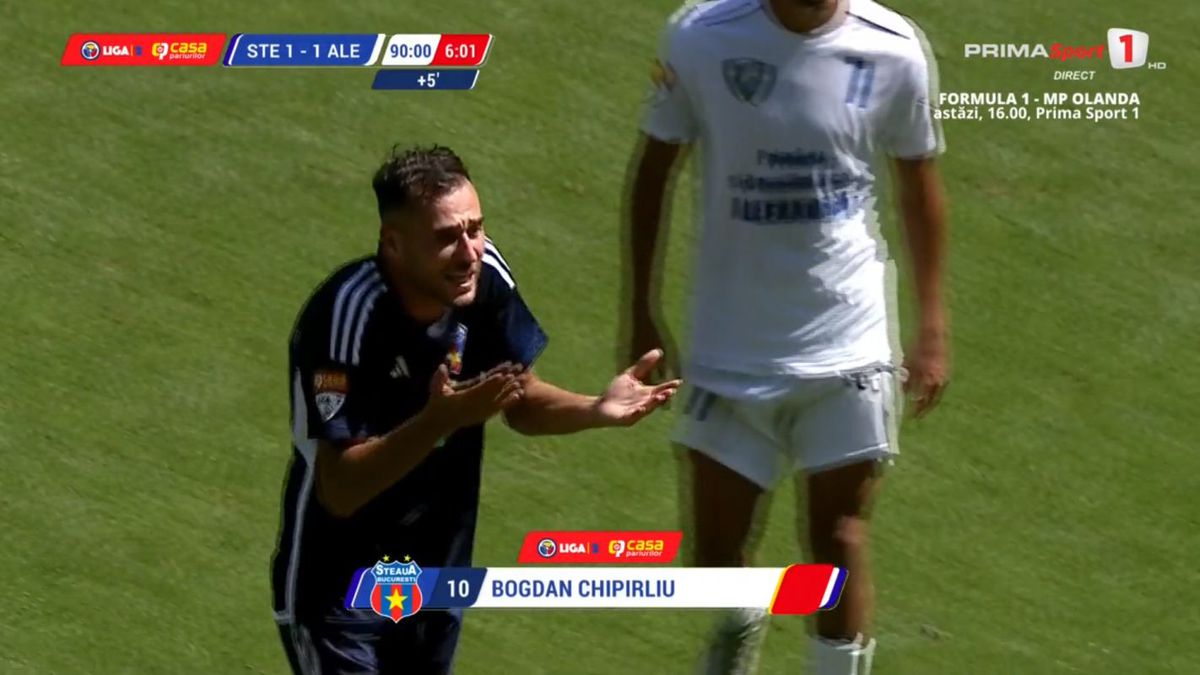 Momente inexplicabile în CSA Steaua - Alexandria » Chipirliu a fost eliminat, dar a terminat meciul în teren
