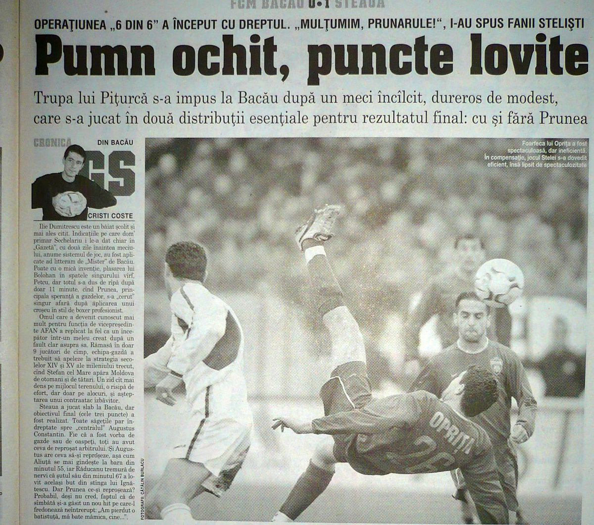 Florin Prunea și pumnul aplicat lui Claudiu Răducanu, în FCM Bacău - Steaua din 2003