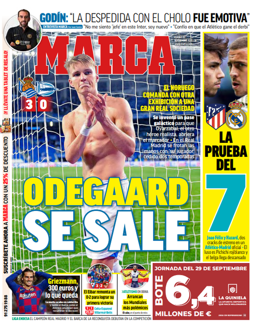 ROMÂNIA - NORVEGIA // Atenție la Ødegaard! Starul lui Sociedad și-a etalat din nou clasa, iar Marca i-a dat prima pagină: „E galactic”