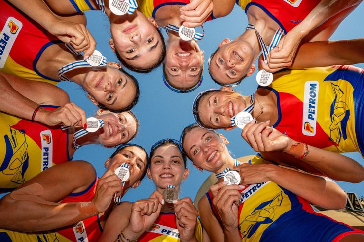 Echipajul României de 8 plus 1 rame feminin, argint la CM 2025 Foto: FR Canotaj/Balint Czucz