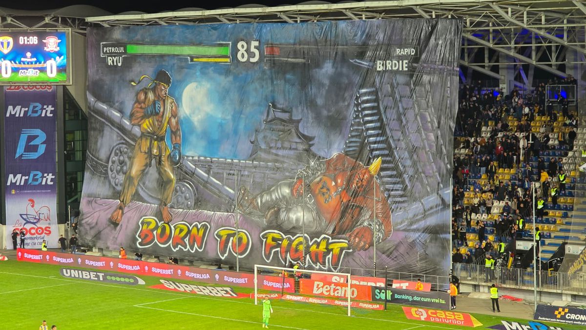 Scenografiile din startul partidei dintre Petrolul și Rapid