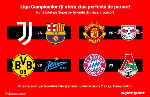 Marile echipe continuă spectacolul Ligii Campionilor! Urmărește evoluția favoritelor tale în SuperDerby-urile săptămânii!