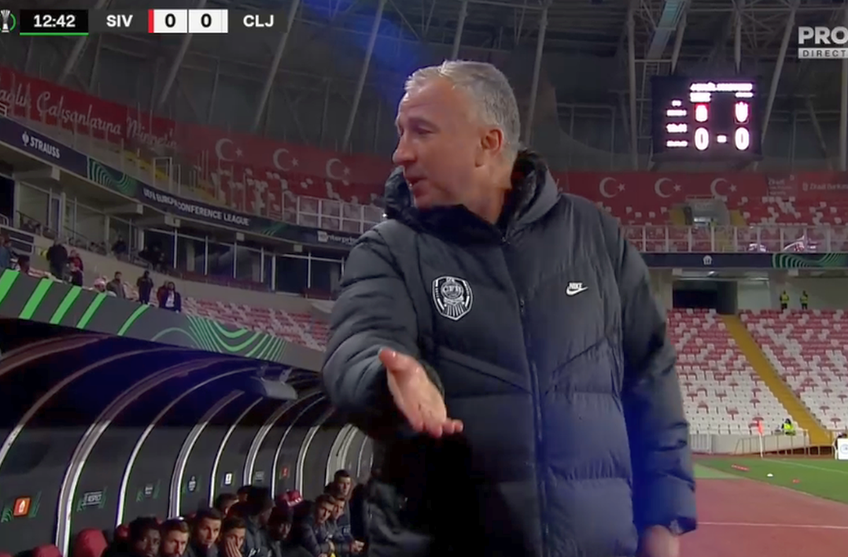 Sivasspor - CFR Cluj | Dan Petrescu a fost protagonistul unui moment inedit în prima parte a confruntării din Turcia.