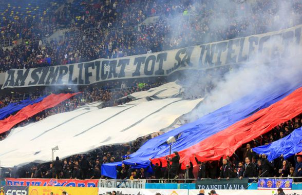 Scenografia vulgară afișată de Peluza Nord și răspunsul ironic al rapidiștilor » Cum a arătat duelul peluzelor la FCSB - Rapid