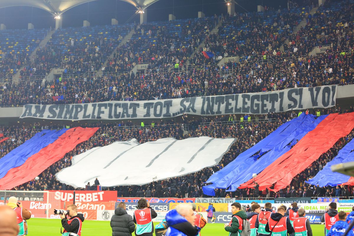 Scenografia FCSB-ului la derby-ul cu Rapid, foto: GSP