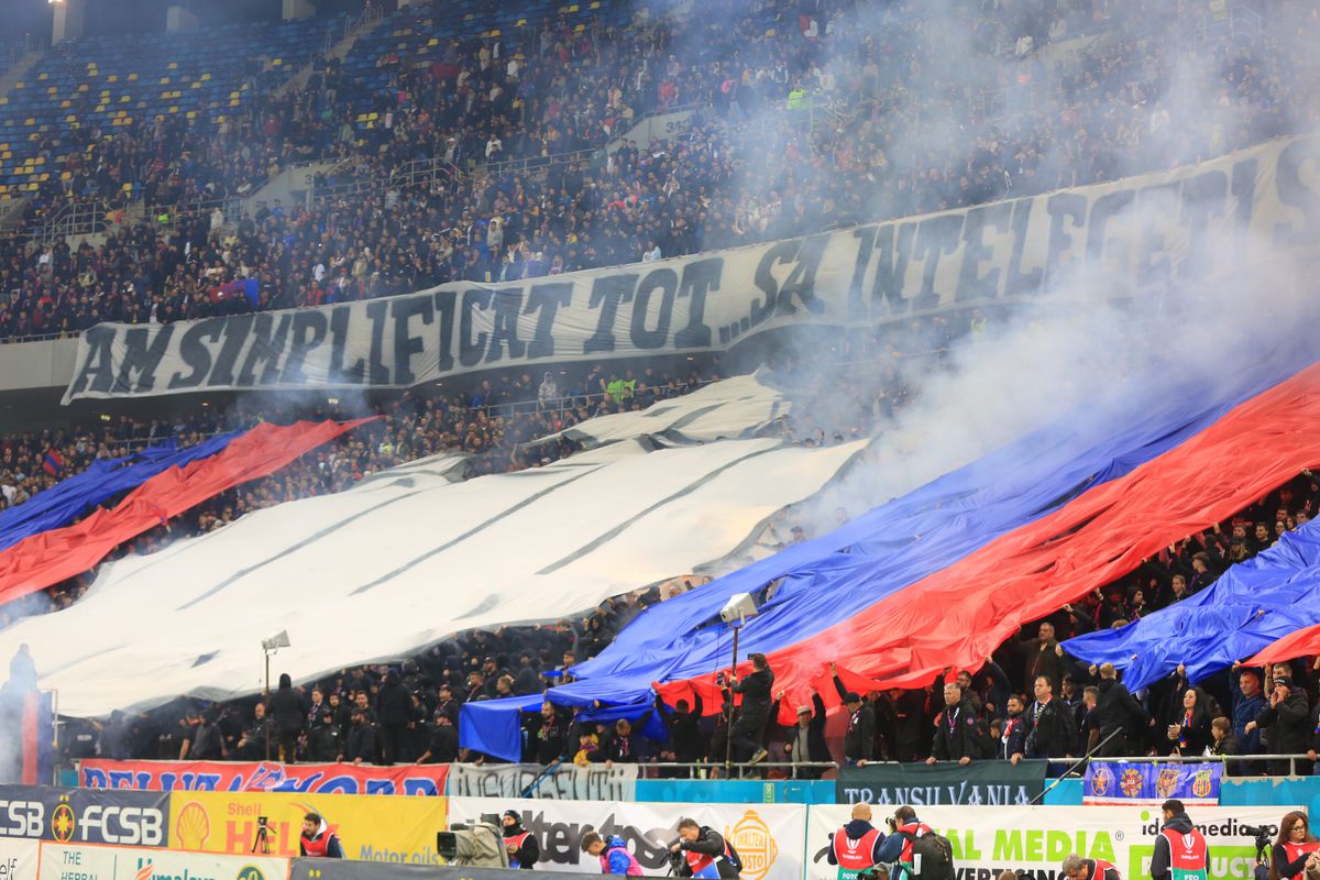 Scenografia FCSB-ului la derby-ul cu Rapid, foto: GSP