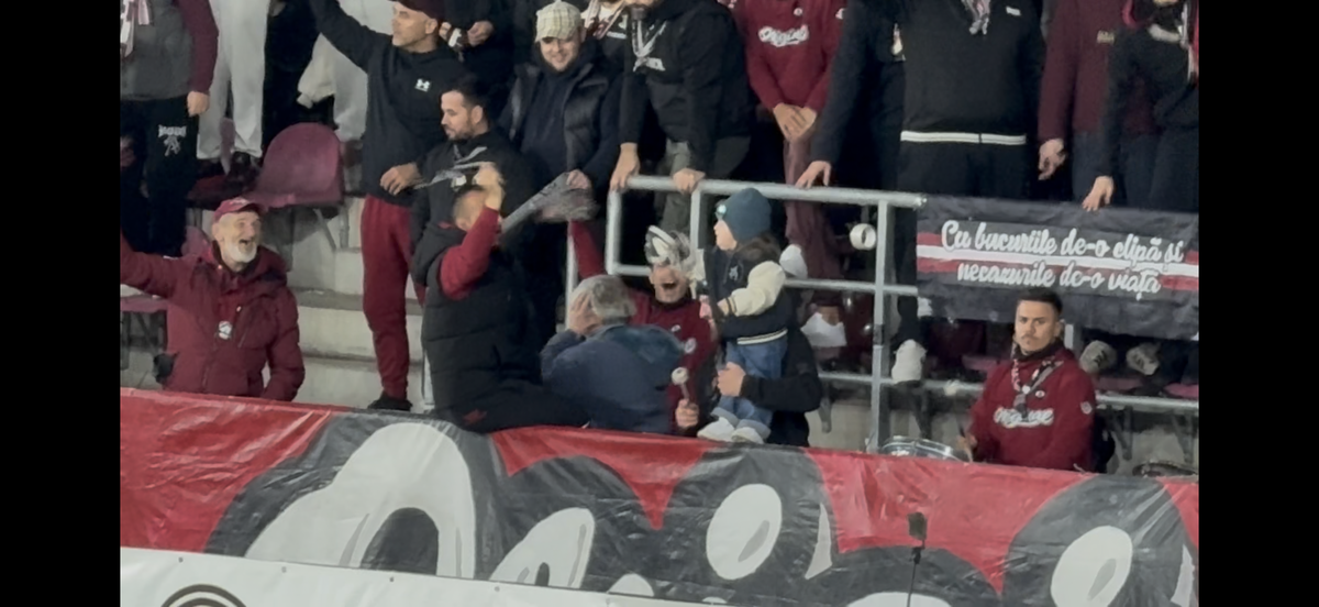 Imagini virale în Giulești! A venit cu bunica la meci și a fluturat eșarfa în galerie: reporterul GSP a surprins cele mai tari cadre