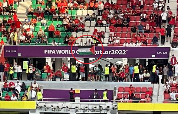 Ce s-a întâmplat pe stadion, după ce un steag al Palestinei a fost afișat peste banner-ul FIFA la Belgia - Maroc » Reporterii GSP au asistat la toată scena