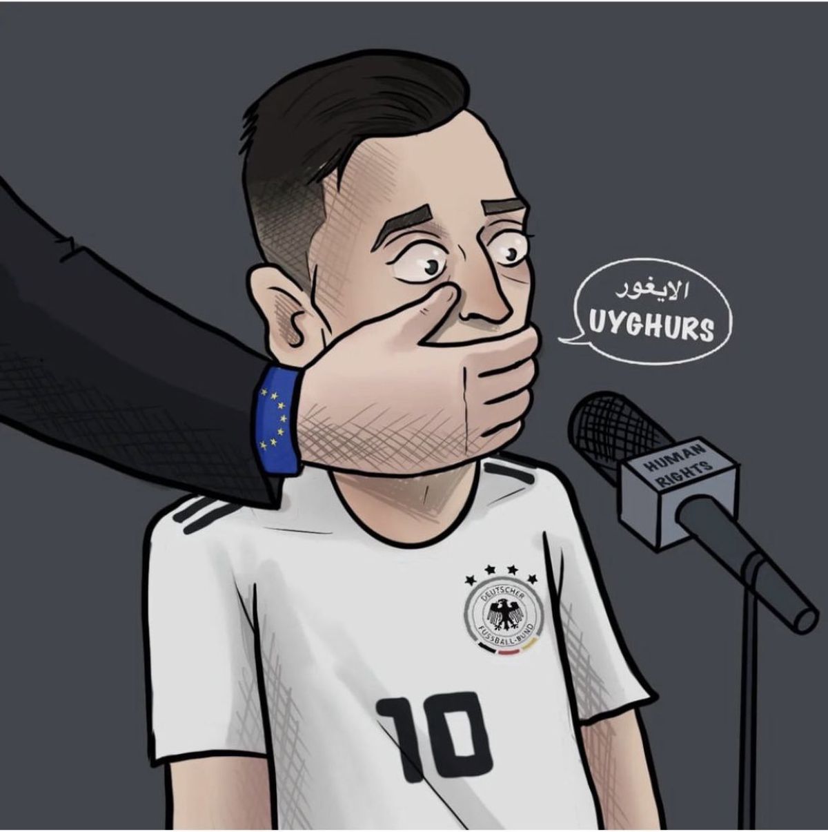 Imaginea lui Mesut Ozil, purtată de șeicii din Qatar la meciul Spania - Germania