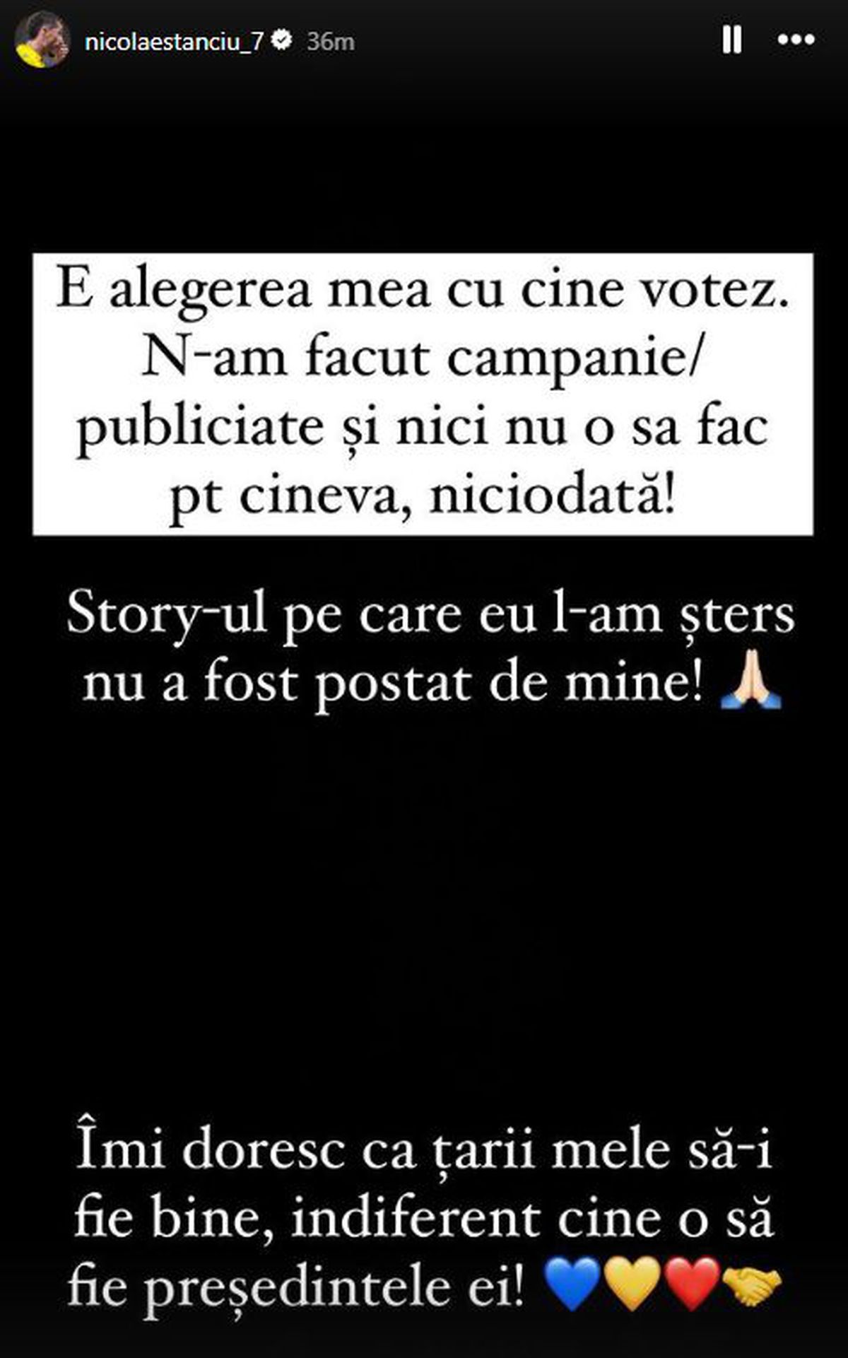 Căpitanul naționalei a dat de înțeles cu cine votează, apoi a șters totul și a întors-o: „Nu eu am postat”